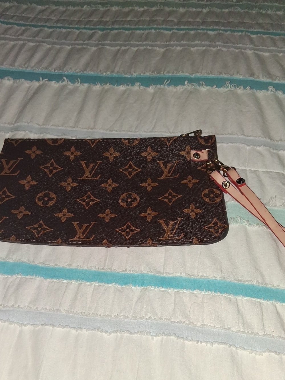 Brown Monogram Wristlet with  Strap.  Firm Price, No Bundle Discount